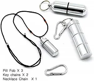 Контейнер для таблеток алюмінієвий, водонепроникний з брелоком (3 розміри) synthetic.ua - Фото 1