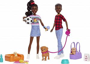 Кукла Barbie It Takes Two Twins Playset Brother & Sister 3 Puppies 10+ Аксессуаров - Фото 1