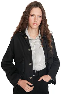 Джинсовая Куртка TRENDYOL Стандартная Однотонная synthetic.ua - Фото 1