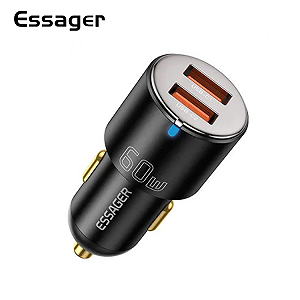Автомобильный адаптер City Dual ESSAGER для зарядки на 2 USB 60W - Фото 1