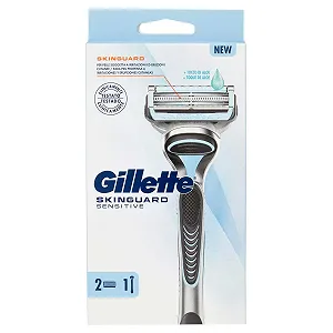 Бритва-триммер Gillette Skinguard Sensitive для мужчин с раздражением кожи, 1 ручка, 2 сменных лезвия - Фото 1