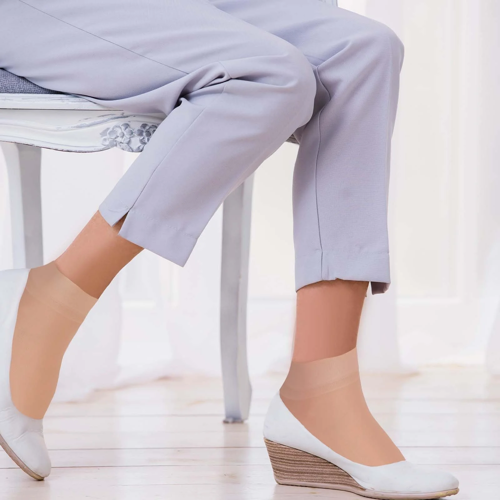 Женские носки из нейлона, прозрачные женские нейлоновые тонкие носки, 9 пар усиленный носок с комфортным поясом, телесный цвет, фото №6