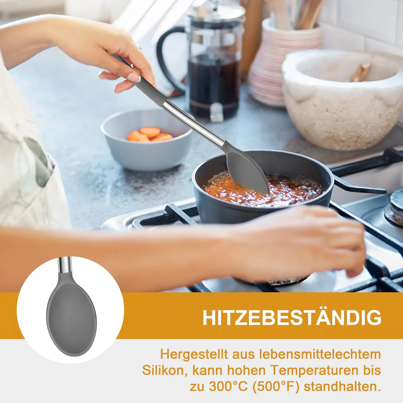 Набор кухонных принадлежностей Herogo Silicone Stainless Steel Handle Grey Pack of 8, фото №4 Набор кухонных принадлежностей Herogo Silicone Stainless Steel Handle Grey Pack of 8, фото №4