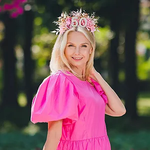 Обруч ручной работы на 50-летие розовый synthetic.ua - Фото 1