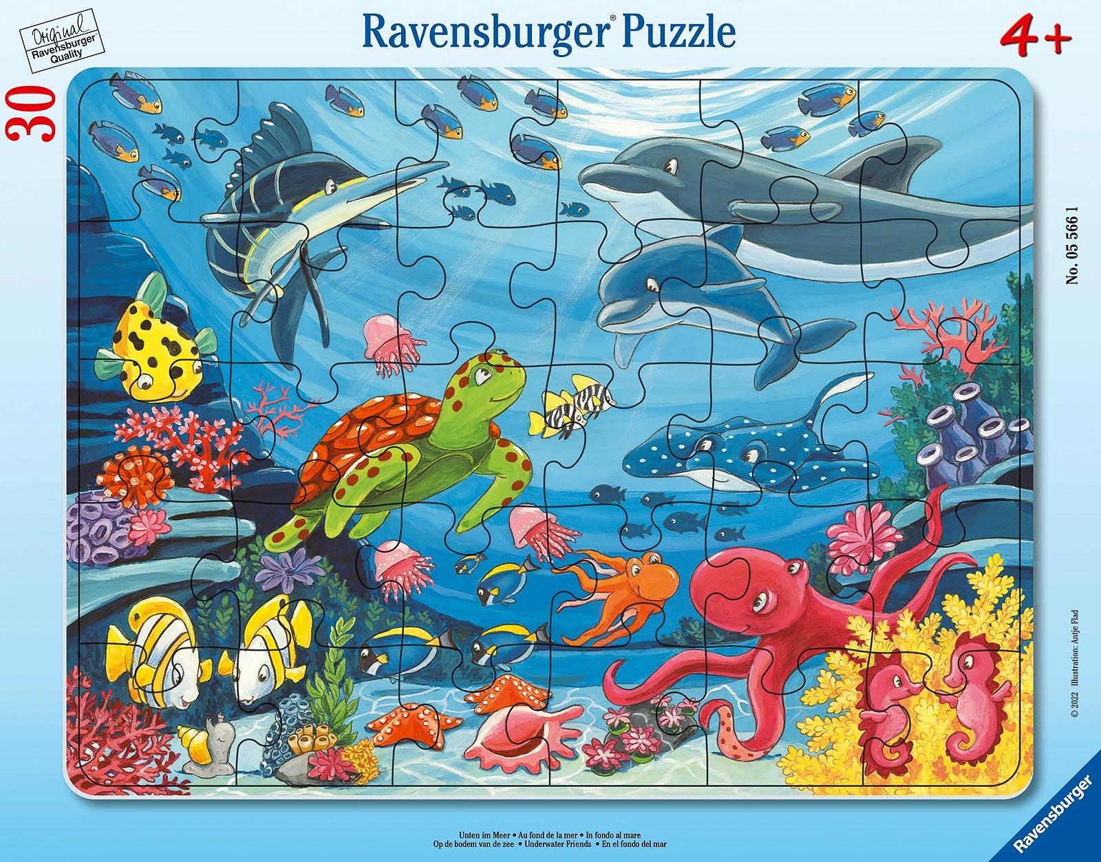 Дитячий рамковий пазл Ravensburger Down in the Sea 30-48 елементів від 4 років, фото №1