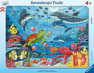 Дитячий рамковий пазл Ravensburger Down in the Sea 30-48 елементів від 4 років - Фото 1