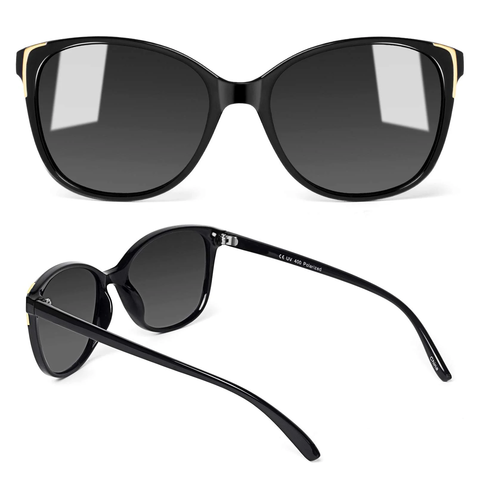 Сонцезахисні окуляри Cateye Face Shadow Поляризовані з UV400 захистом Металева декорація Сучасні Надлегкі Для вулиці, фото №3