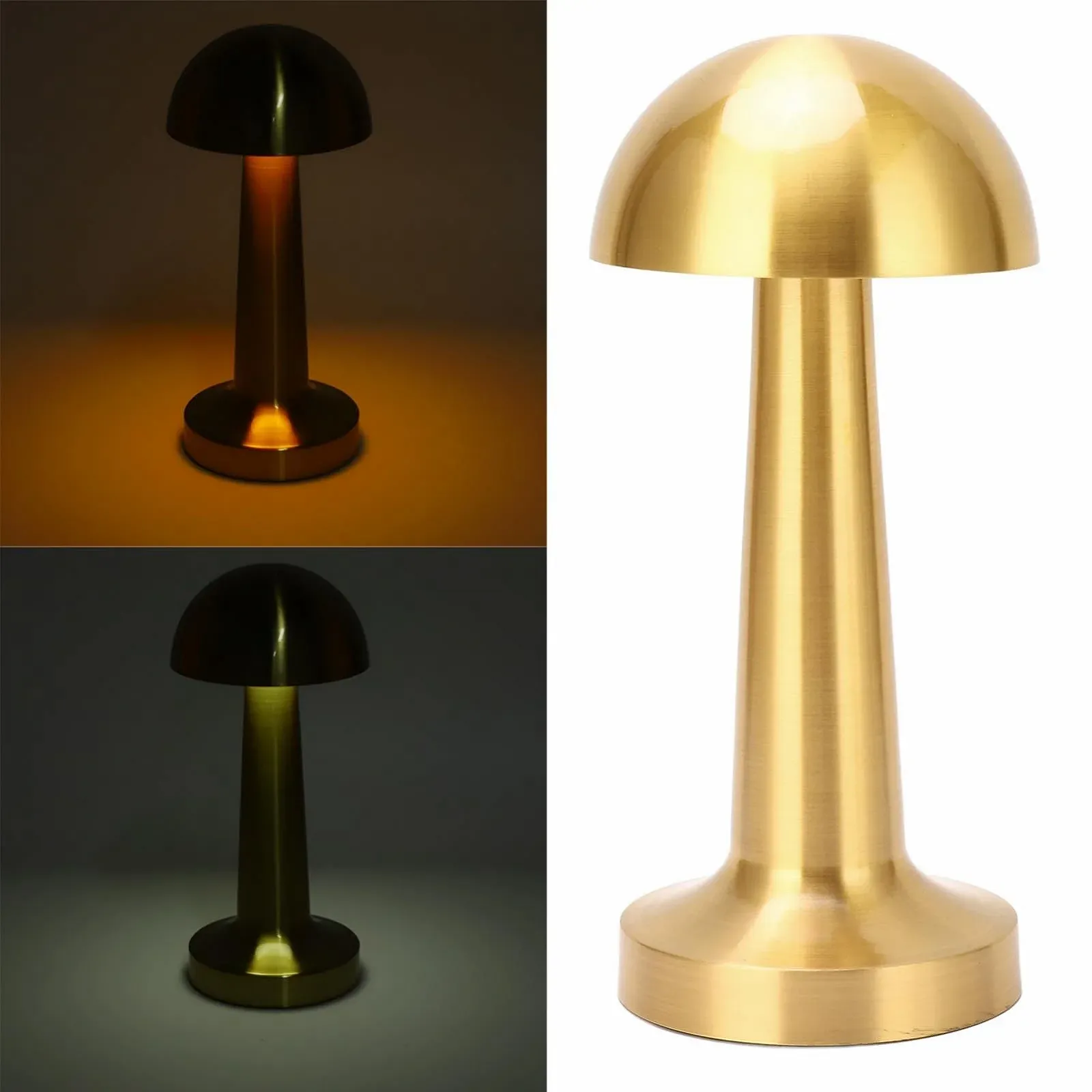 Настільна лампа Fafeicy Mushroom бездротова акумуляторна металева Type-C Золотистий, фото №3