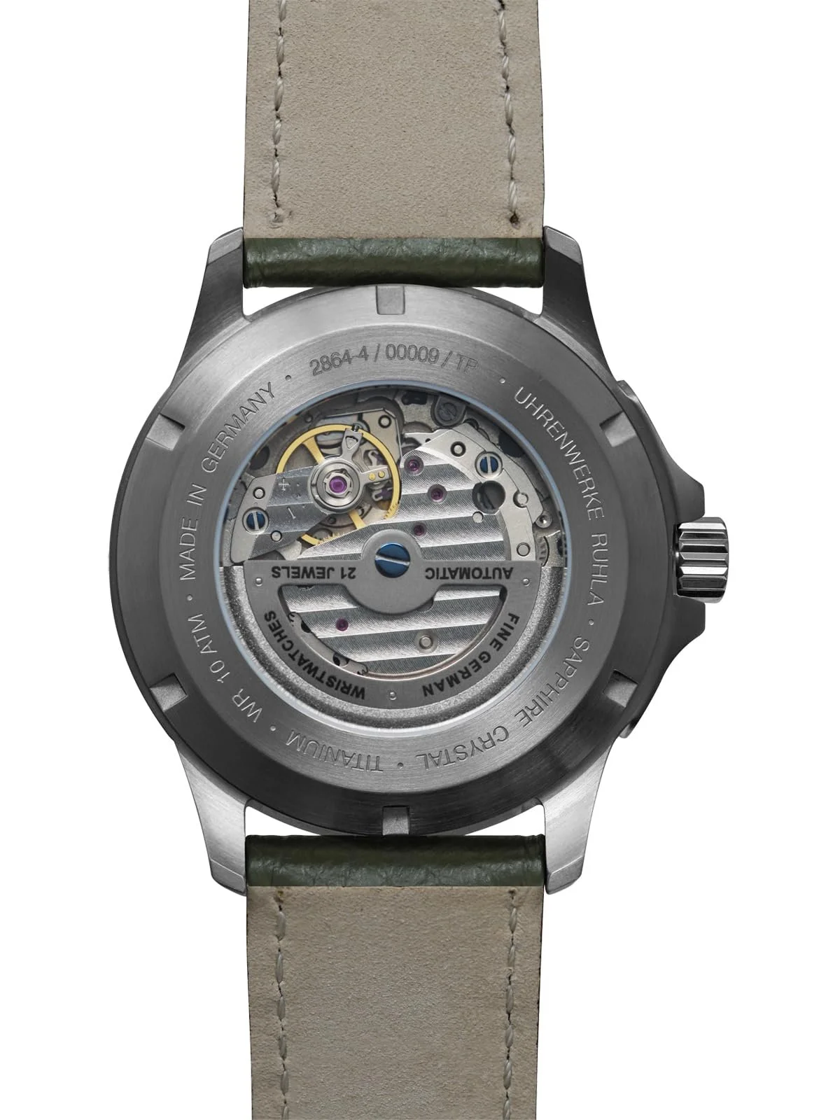 Мужские часы Bauhaus Aviation Титан Автоматический 10 ATM Сапфировое стекло Дата 2864-4, Зеленый / Кожаный ремешок, Классический, фото №3 Мужские часы Bauhaus Aviation Титан Автоматический 10 ATM Сапфировое стекло Дата 2864-4, Зеленый / Кожаный ремешок, Классический, фото №3