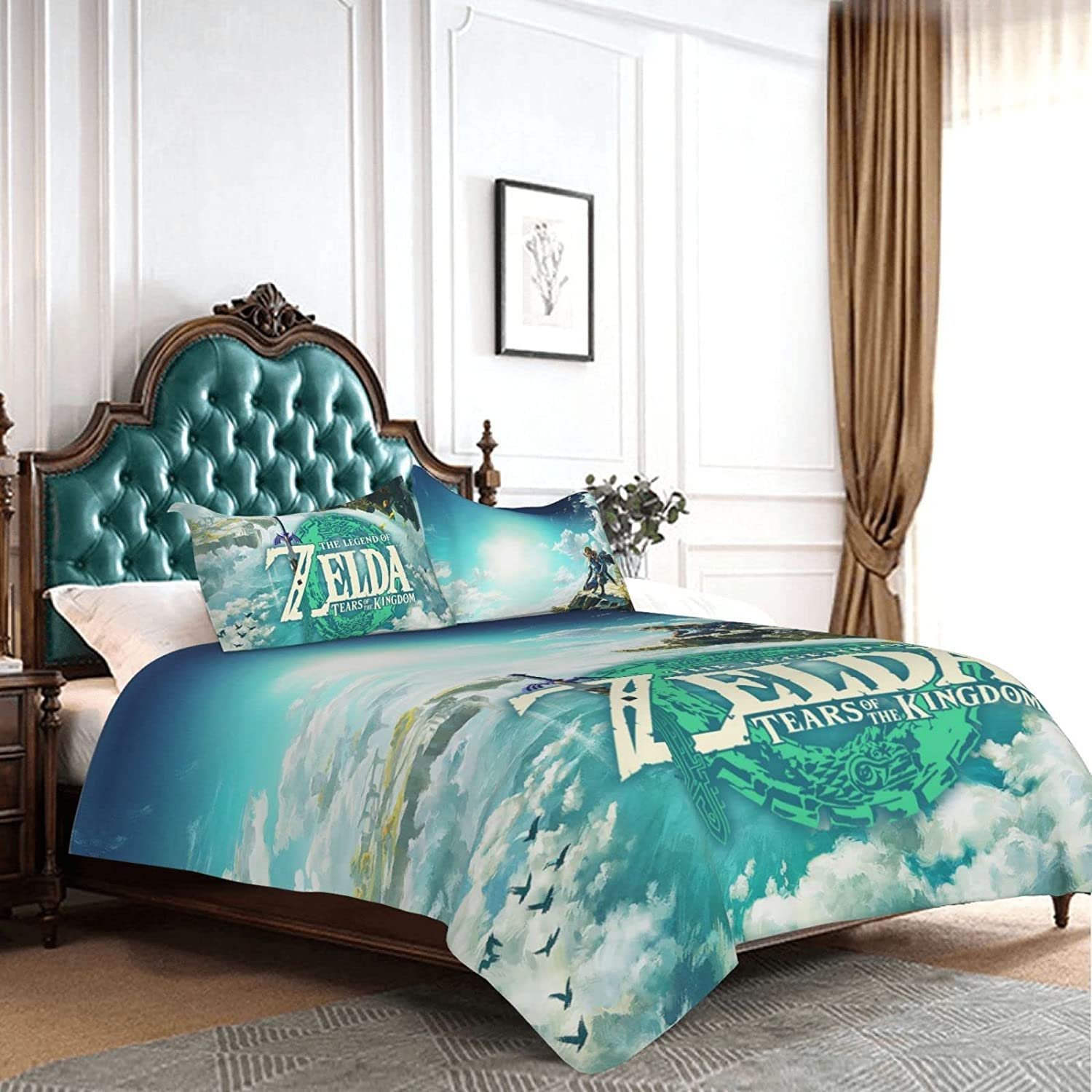 Постельное белье Zbeiba Kingdem Taer 135 x 200 см, комплект 3 предмета, со скрытой молнией, из микрофибры, всесезонный (A1, 135 x 200 + 2 x 80 x 80 см), фото №5