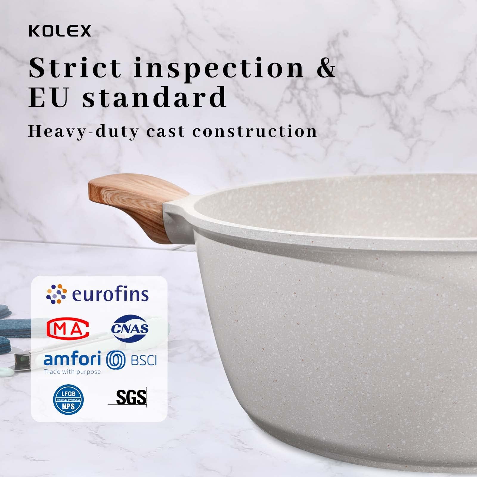 Набор KOLEX 12-Штук Покрытие из Гранита Антипригарный серо-бежевый, фото №7 Набор KOLEX 12-Штук Покрытие из Гранита Антипригарный серо-бежевый, фото №7