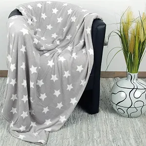 Покривало Bestlivings XXL (150 x 200 см) Світло-сірий Флісова Покривало з мікрофібри з візерунком у вигляді зірок - Фото 1