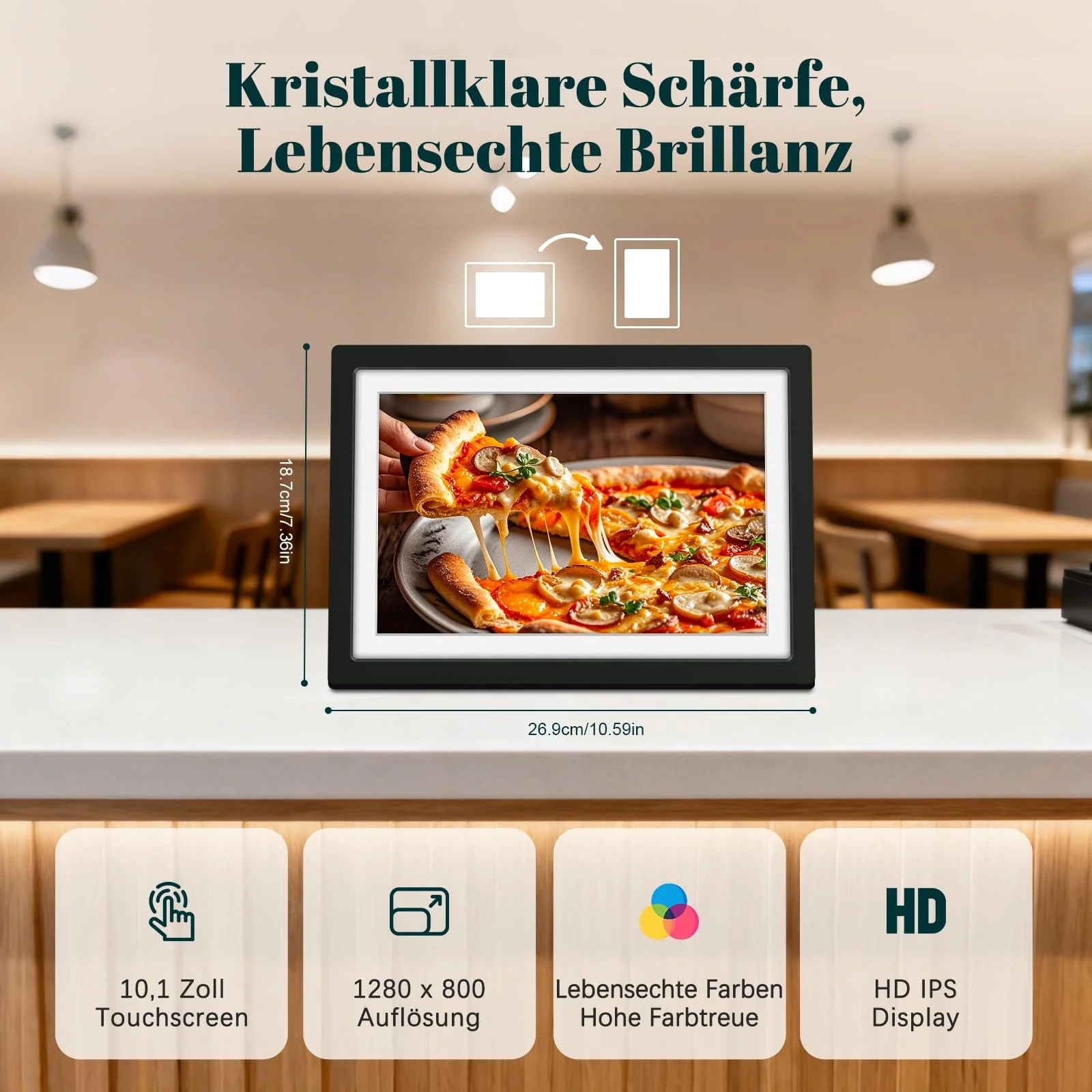 Цифровая фоторамка Eptusmey 10,1 дюйма 1280 x 800 HD IPS 32 ГБ WiFi Матовый черный, фото №5 Цифровая фоторамка Eptusmey 10,1 дюйма 1280 x 800 HD IPS 32 ГБ WiFi Матовый черный, фото №5