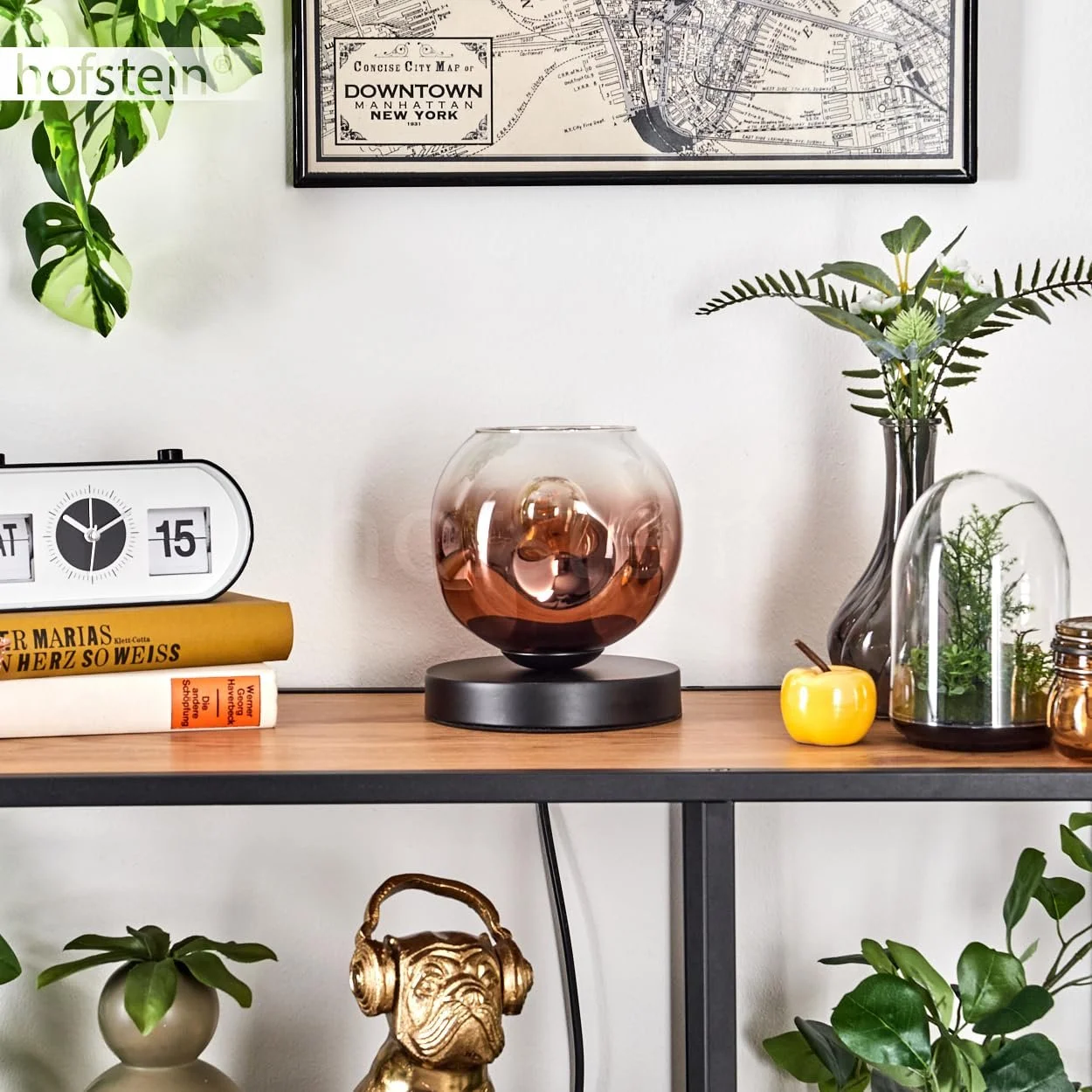 Настільна лампа Ripoll Метал/Скло 15 см 1 x E27 Чорний/Мідний/Прозорий, фото №3