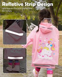 Детский дождевик JiAmy Пончо Водонепроницаемый дождевик Многоразовая дождевая одежда Куртка с капюшоном Дождевик с рюкзаком для 3-10 лет synthetic.ua - Фото 1