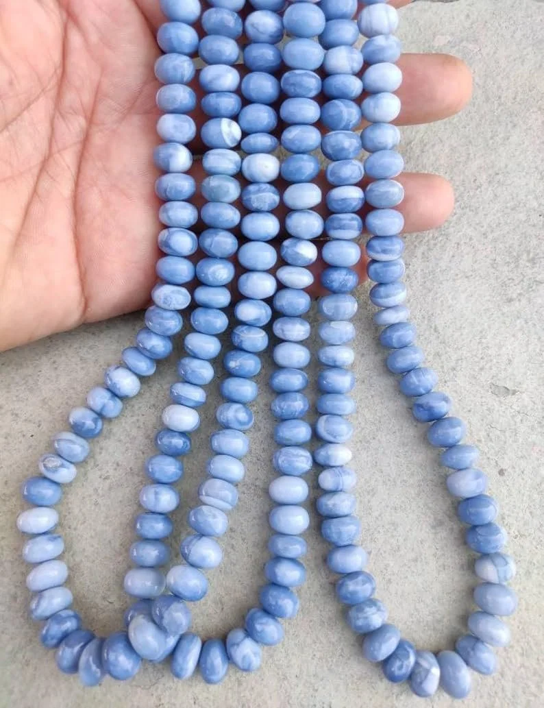 Намистини Опал блакитний натуральний грановані рондель 10 мм, нитка довжиною 20 см для намиста та браслета, фото №1