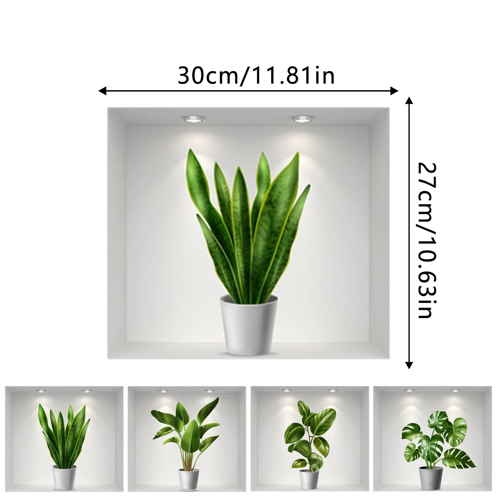 3D наклейка на стіну Ваза з рослинами 4 штуки, фото №2 3D наклейка на стіну Ваза з рослинами 4 штуки, фото №2