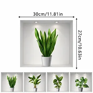 3D наклейка на стіну Ваза з рослинами 4 штуки synthetic.ua - Фото 1