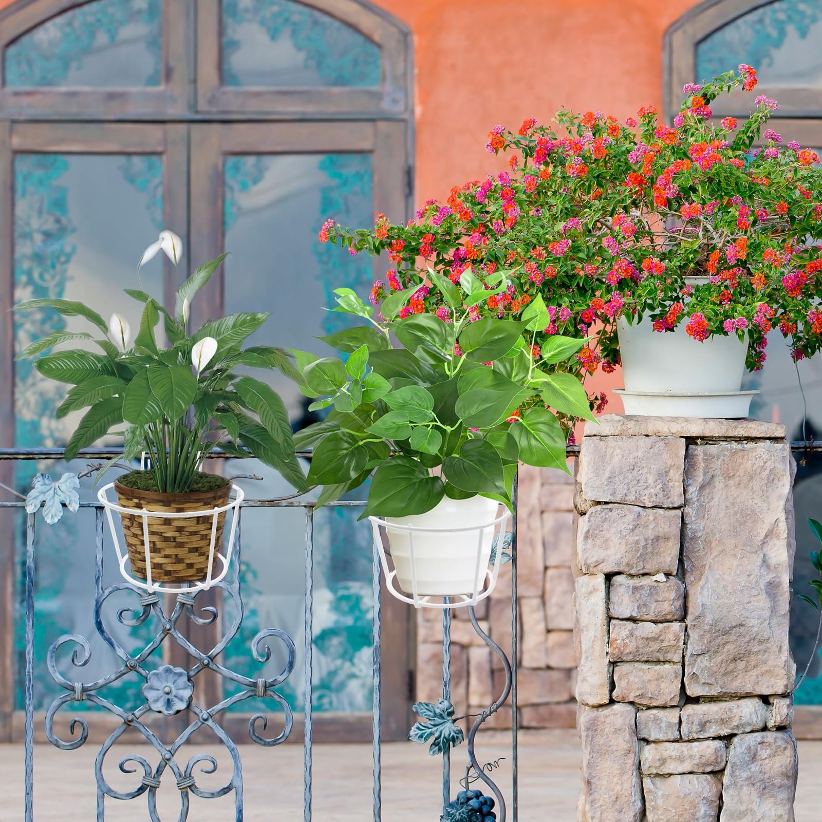 Набір тримачів для квіткових горщиків 3 шт. Металеві Круглі Білі, фото №5 Набір тримачів для квіткових горщиків 3 шт. Металеві Круглі Білі, фото №5