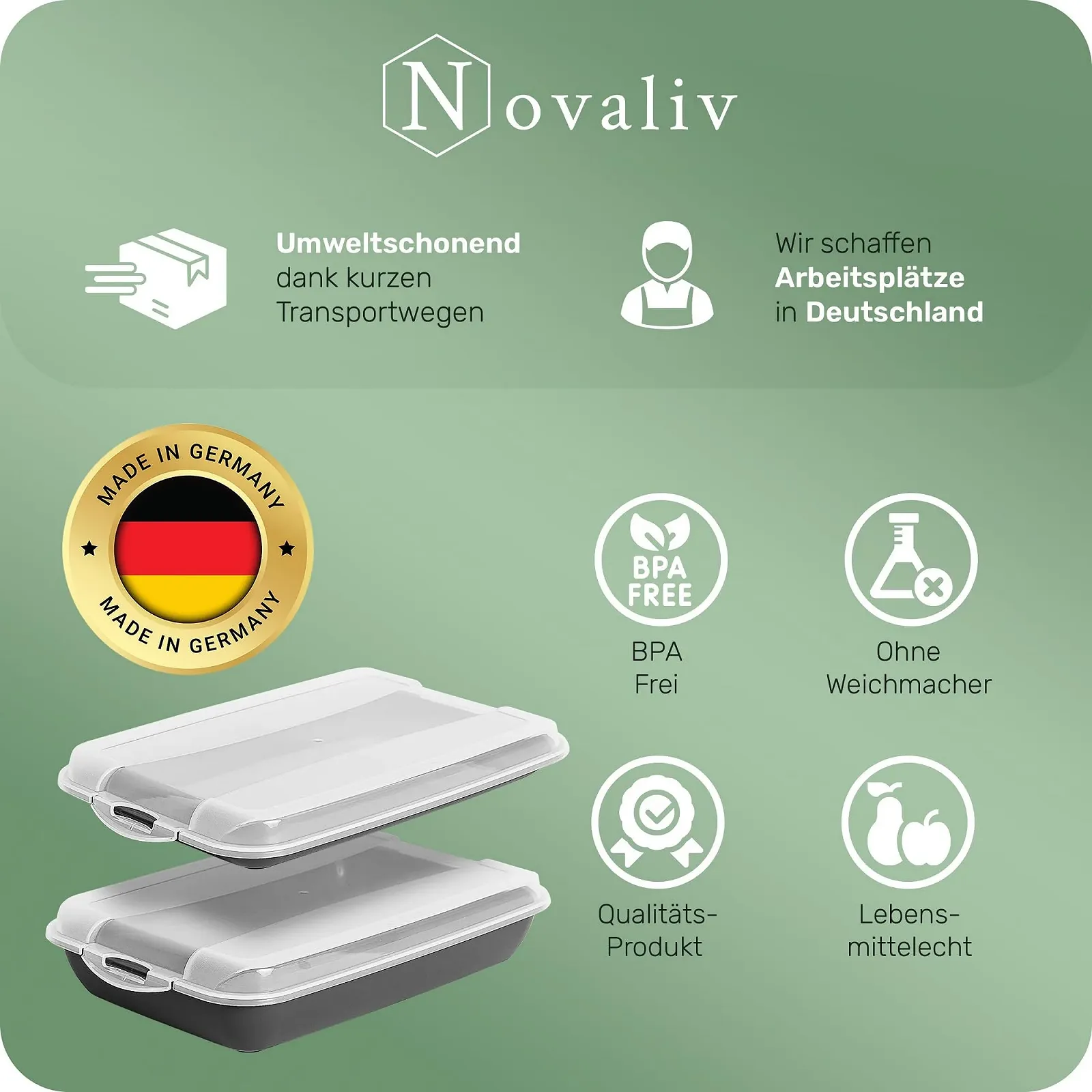 Набір контейнерів для їжі Novaliv Economy Set Anthracite Premium 2 x плоскі 1 x високий 25 x 17 x 3/5 см Антрацит, фото №6 Набір контейнерів для їжі Novaliv Economy Set Anthracite Premium 2 x плоскі 1 x високий 25 x 17 x 3/5 см Антрацит, фото №6