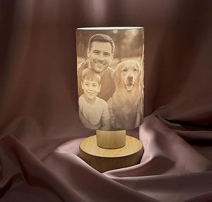 Настільна лампа LithoLoom Soft Loom персоналізована з 3D-плафоном LED на дерев'яній основі synthetic.ua - Фото 1