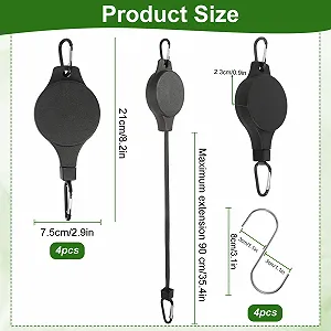 Крючки для растений выдвижные 4 шт. Высокопроизводительные с нейлоновым тросом 80 см Черные synthetic.ua - Фото 1