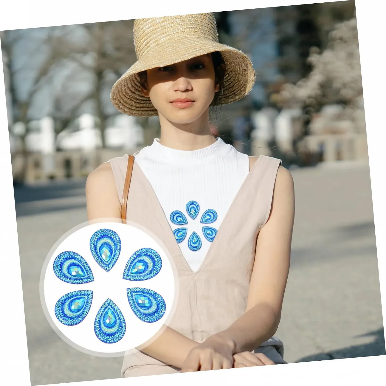 Стрази Крапля LALAFINA 3шт Смола Блакитний, фото №3