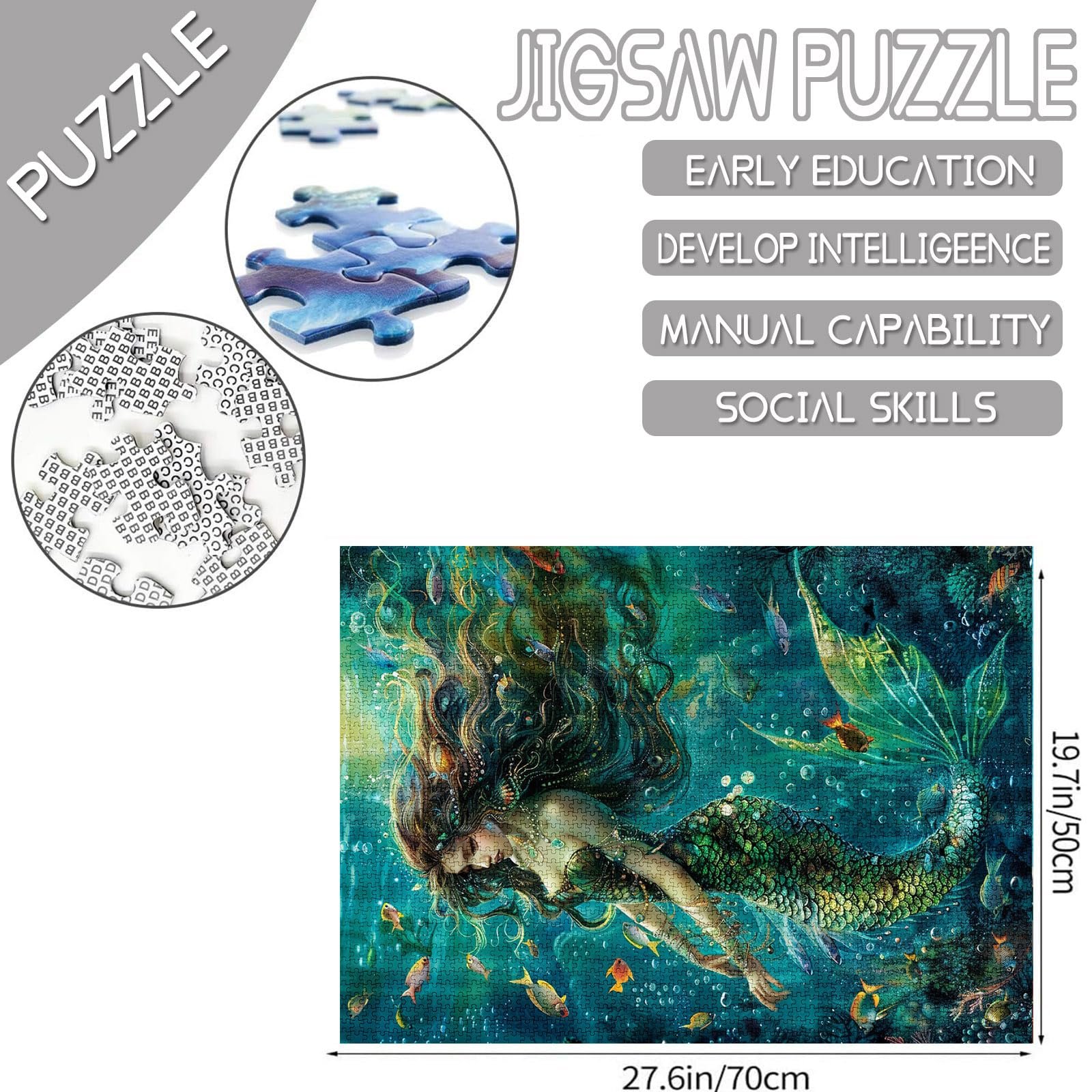 Пазл Tucocoo Sexy Girl (Mermaid, Coral Reef, Fish, Underwater World) 1000 деталей 19.7 x 27.6 дюймов, фото №1