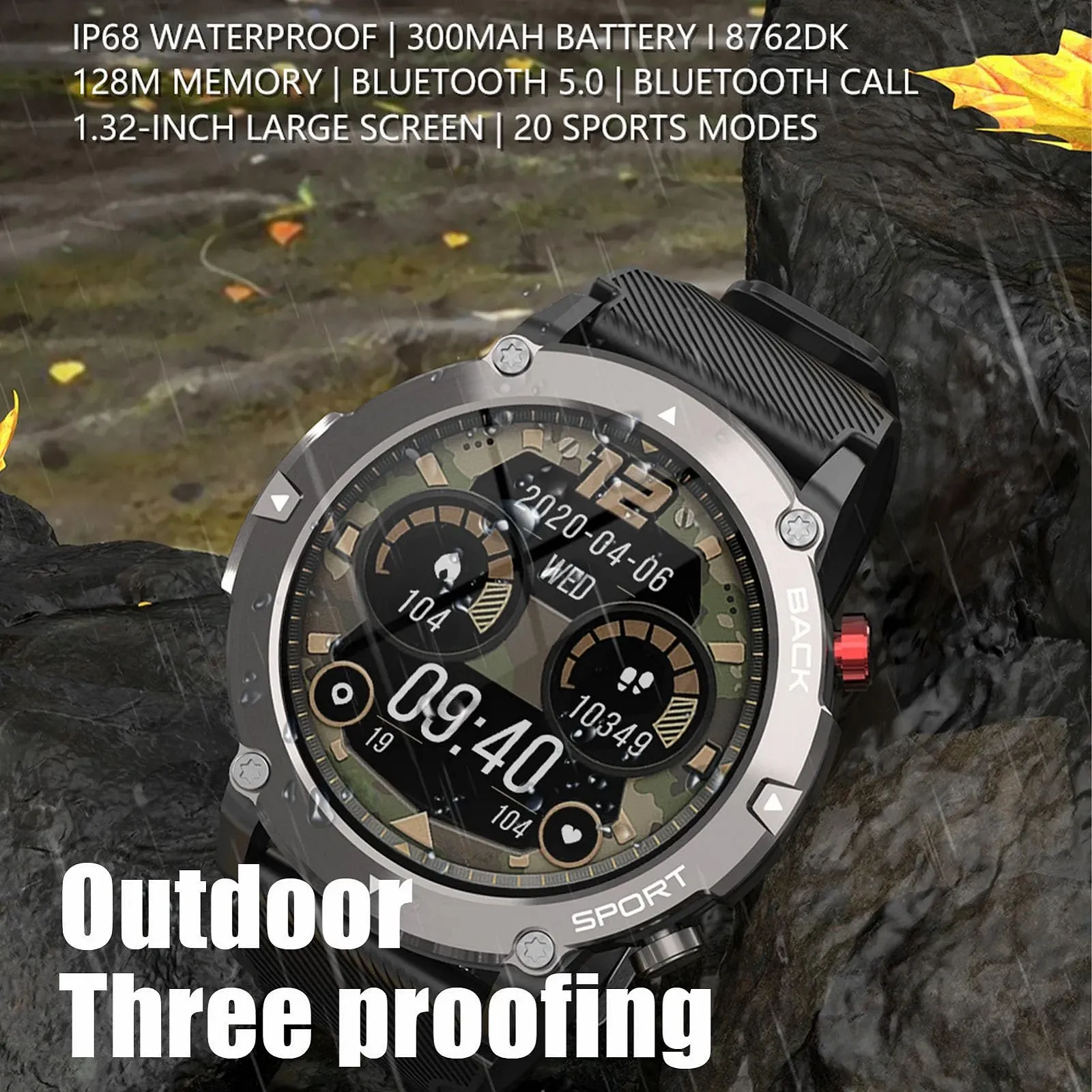 Смарт-годинник findtime Спортивний 1.32 дюйма Чорний, фото №5