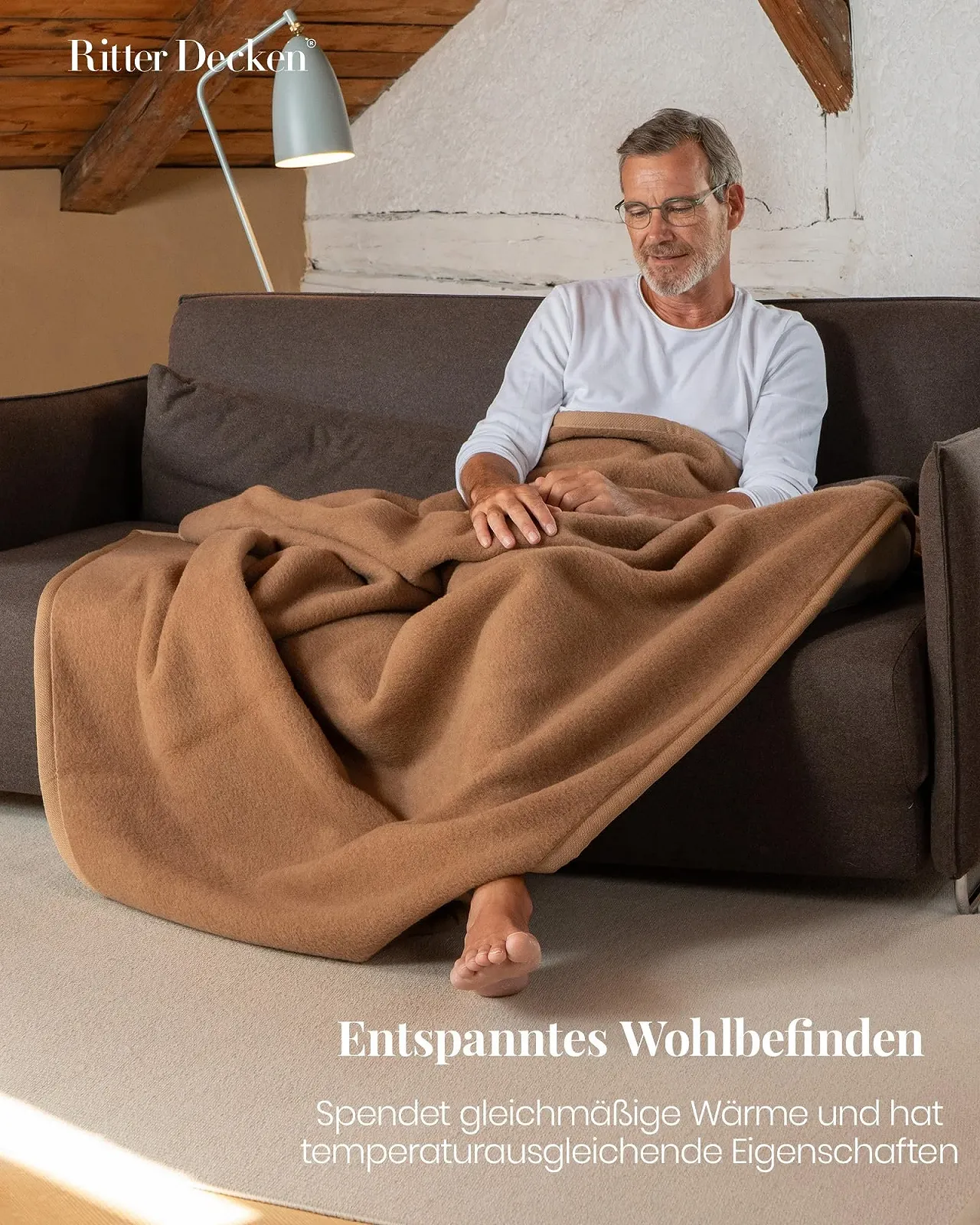 Покривало Ritter Decken Maharadscha Верблюжа Шерсть 150 x 220 см - Верблюжий колір, фото №3