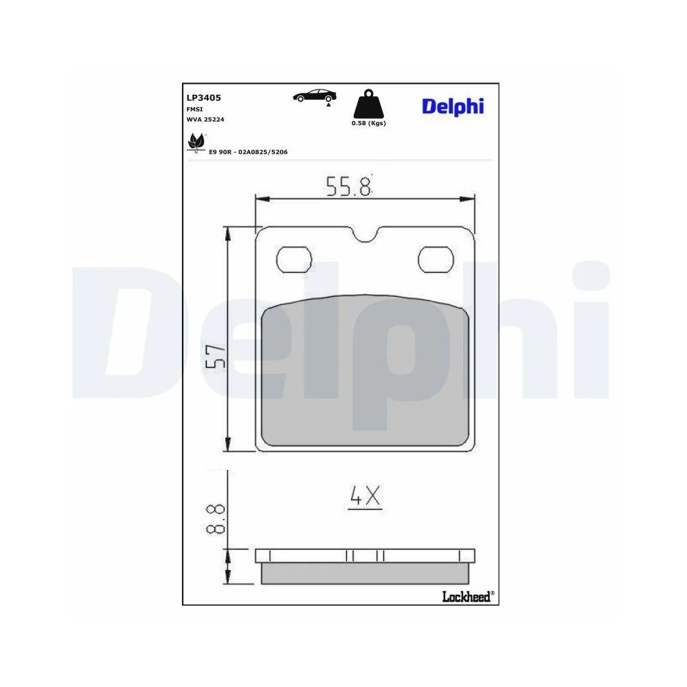 Комплект гальмівних колодок, дискові гальма DELPHI LP3405 для TESLA, задня вісь, фото №1