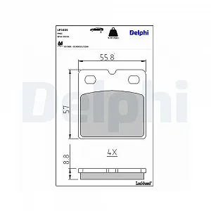 Комплект гальмівних колодок, дискові гальма DELPHI LP3405 для TESLA, задня вісь - Фото 1