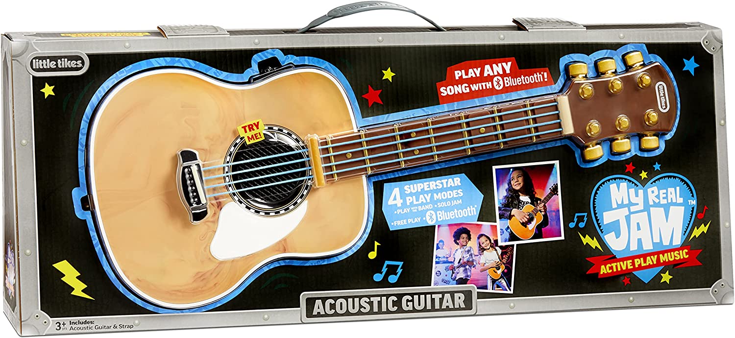  Акустическая гитара Little Tikes 654794EUC Real Jam с ремешком и футляром, фото №5