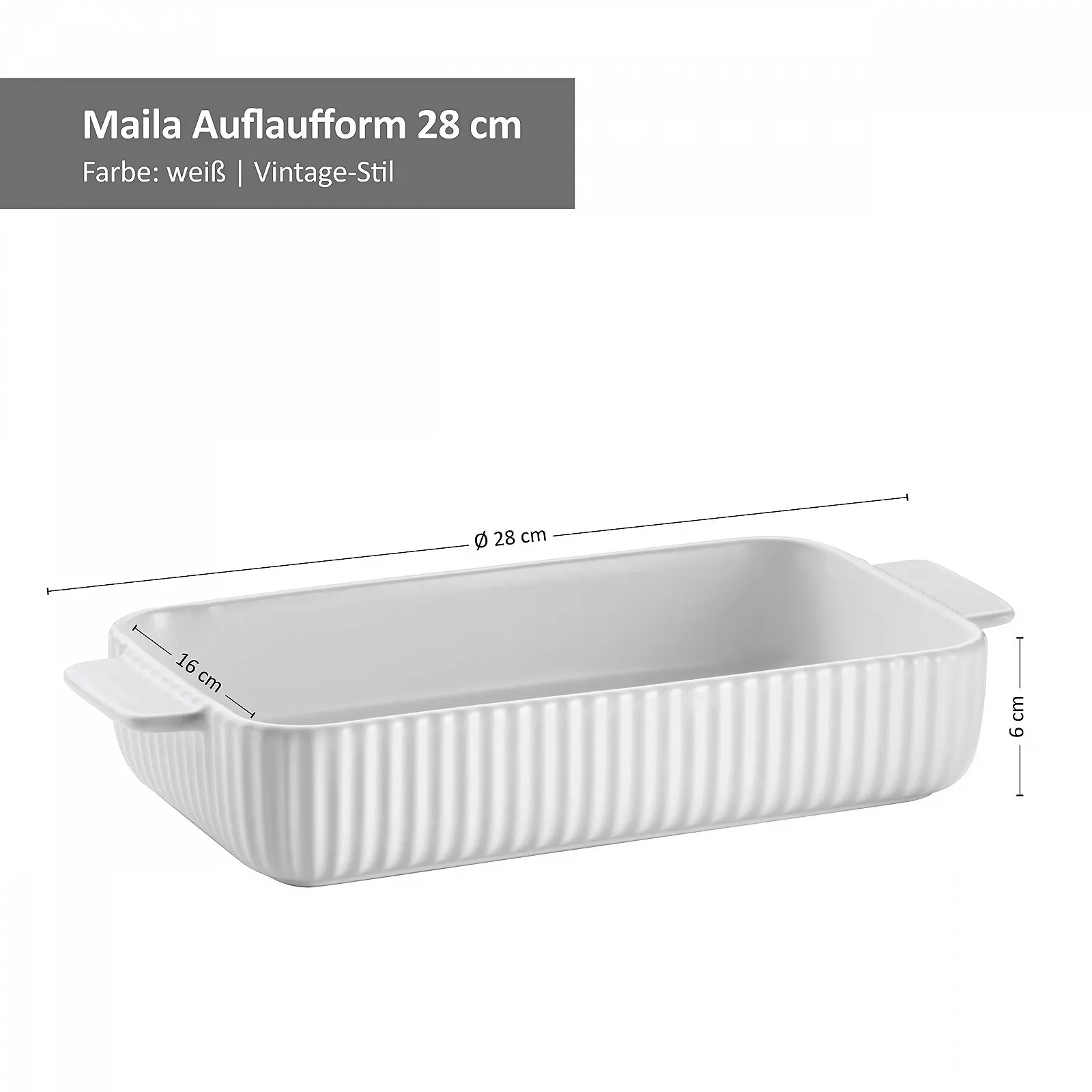 Форма для запекания и сервировки kela Maila 6 x 16 x 28 см Белая керамическая жаростойкая до 280 °C Винтажная, фото №2