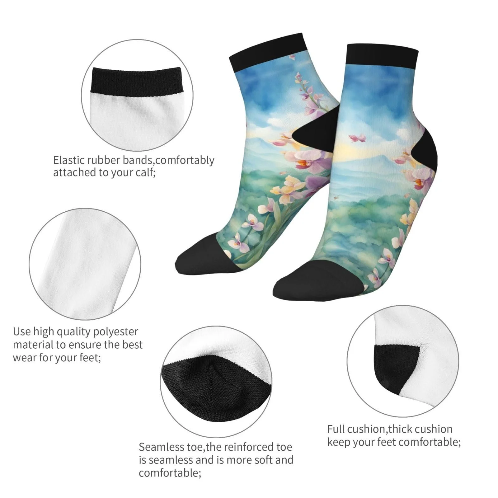 Шкарпетки Квітка Орхідея На всі сезони Один Розмір, фото №6 Шкарпетки Квітка Орхідея На всі сезони Один Розмір, фото №6