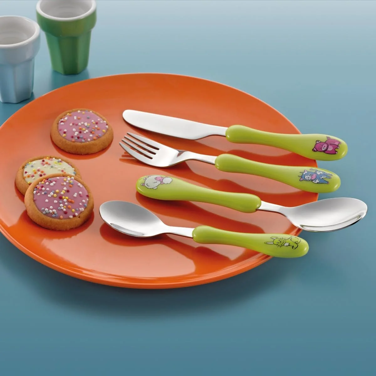 Набор детских столовых приборов AMEFA Enfant Зеленый анис, фото №4 Набор детских столовых приборов AMEFA Enfant Зеленый анис, фото №4