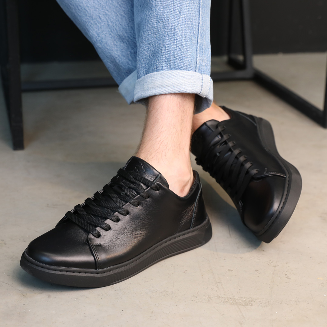 Кеди шкіряні чоловічі 586426 Чорні 40 41 42 43 44 45, фото №1