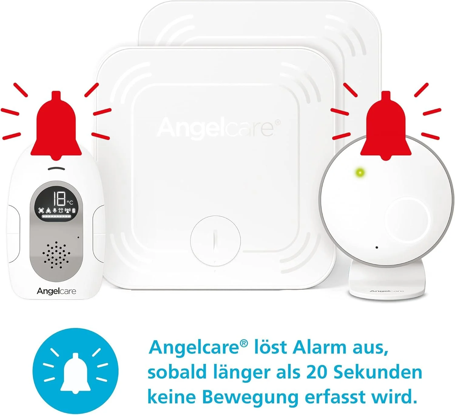 Радионяня Angelcare SmartSensor Pro 2 Белый + 2 беспроводные сенсорные коврики, фото №4