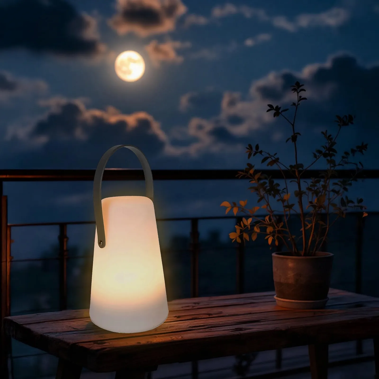 Настільна лампа Spetebo LED Outdoor Conical 20 x 14 см White, фото №6