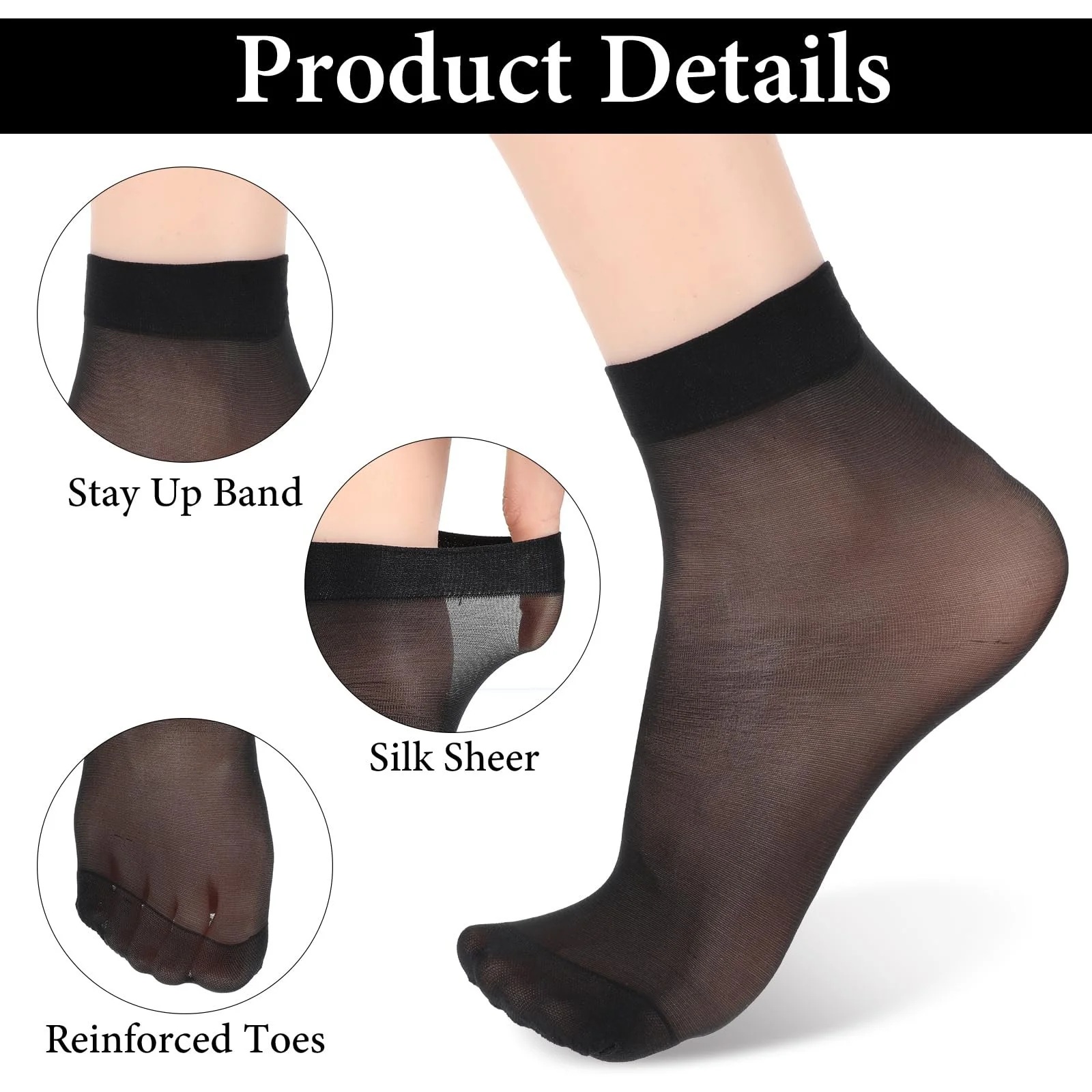 Шкарпетки Нейлонові JIEYAO 10 пар Жіночі 20D Прозорі, Один розмір, фото №4 Шкарпетки Нейлонові JIEYAO 10 пар Жіночі 20D Прозорі, Один розмір, фото №4