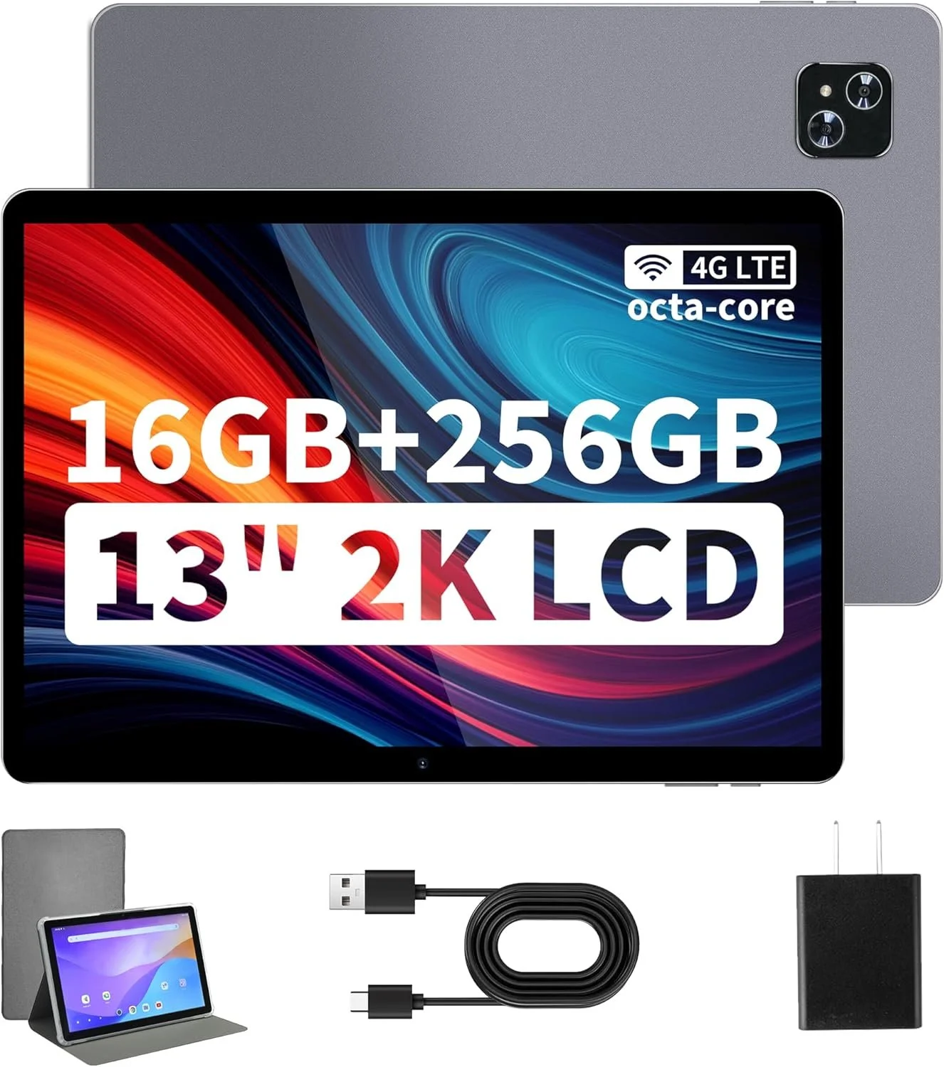 Планшет 13" 2K Veidoo T80 Plus (8+8)/256Gb 4G 2-SIM 8 ядер Android 12 10000 mAh Сірий, фото №1