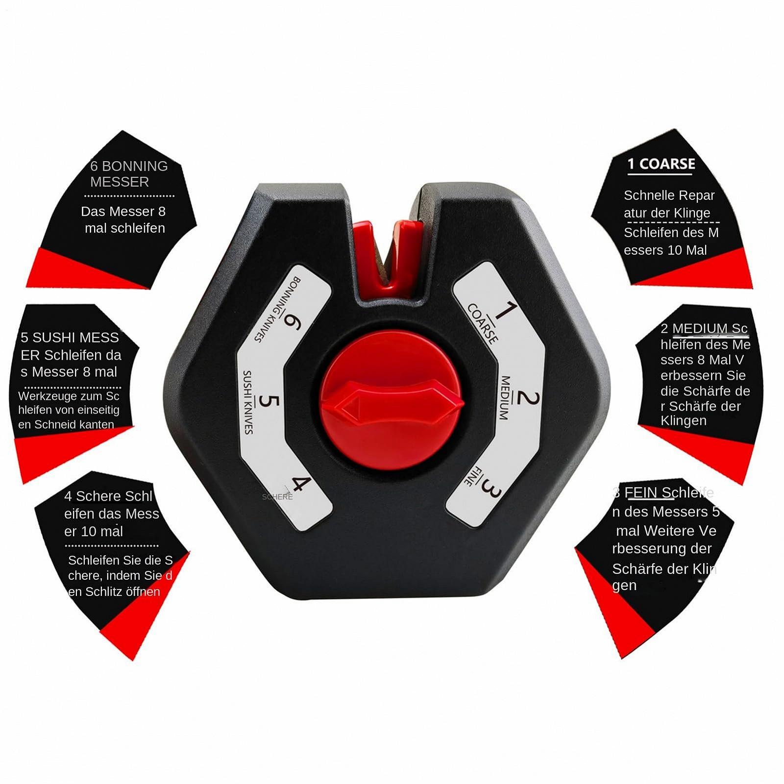 Точилка для ножей и ножниц с 6 уровнями регулировки угла и нескользящей ручкой профессиональная, фото №5