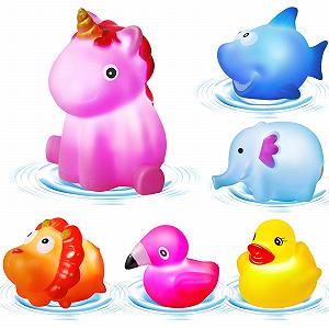 Іграшка для ванни Тварини зі світлодіодом 6 штук: Єдиноріг, Фламінго, Лев, Акула, Слон, Качка - Фото 1