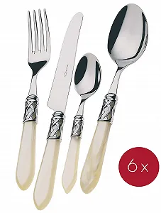 Набір столових приборів Bugatti Aladdin 24 предмети Сталь/ABS Водяний зелений synthetic.ua - Фото 1