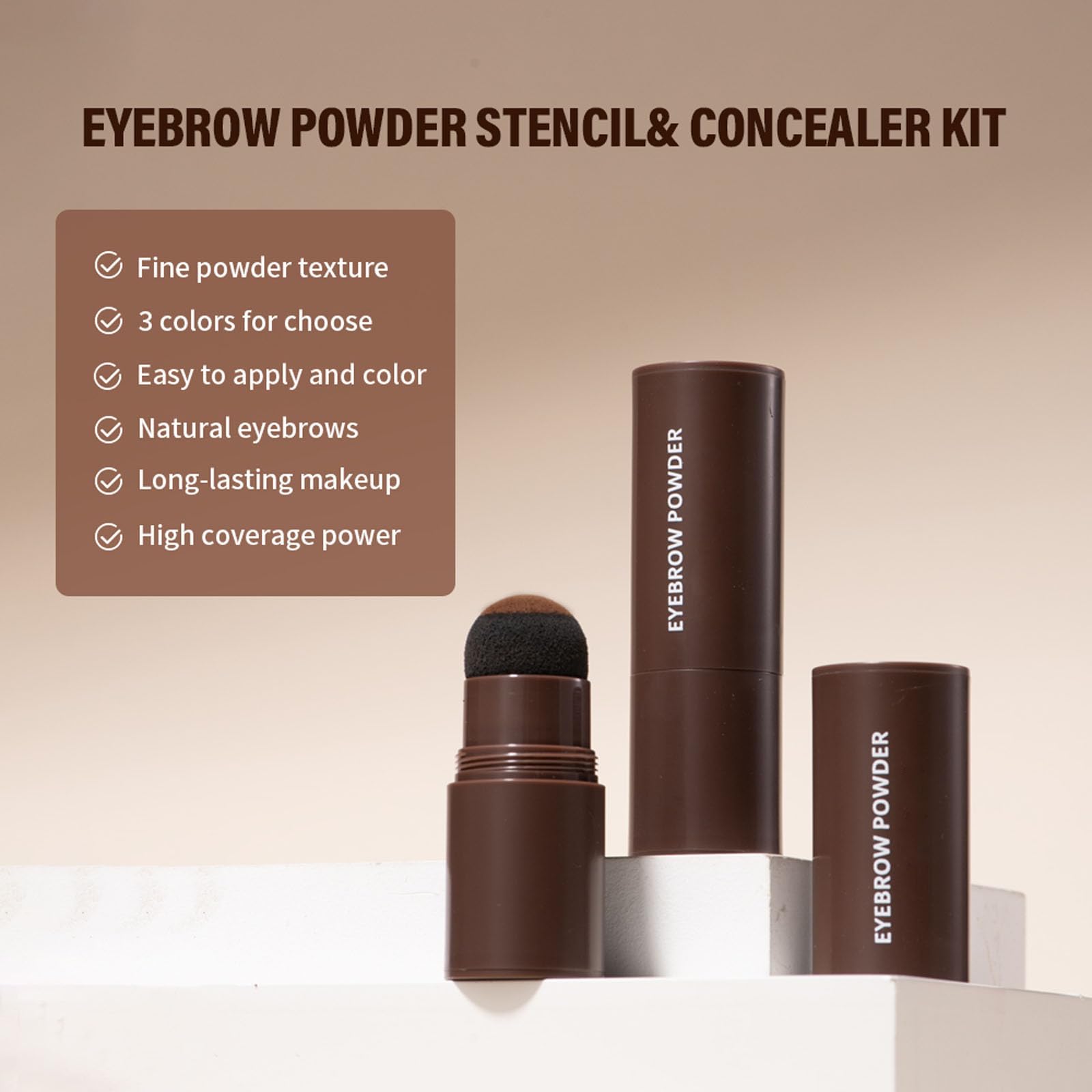 Набор штампов для бровей с трафаретами Тёмно-коричневый, фото №4