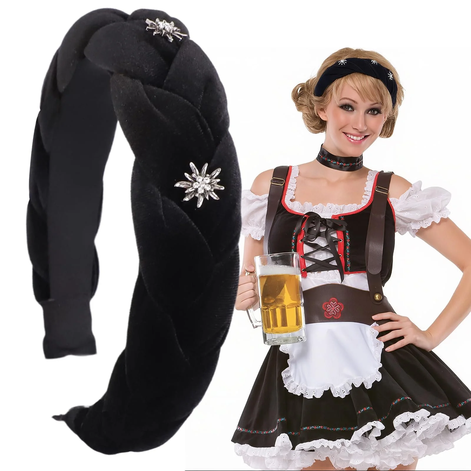 Обруч на голову Жіноча Oktoberfest Едельвейс Чорний, один розмір, фото №1