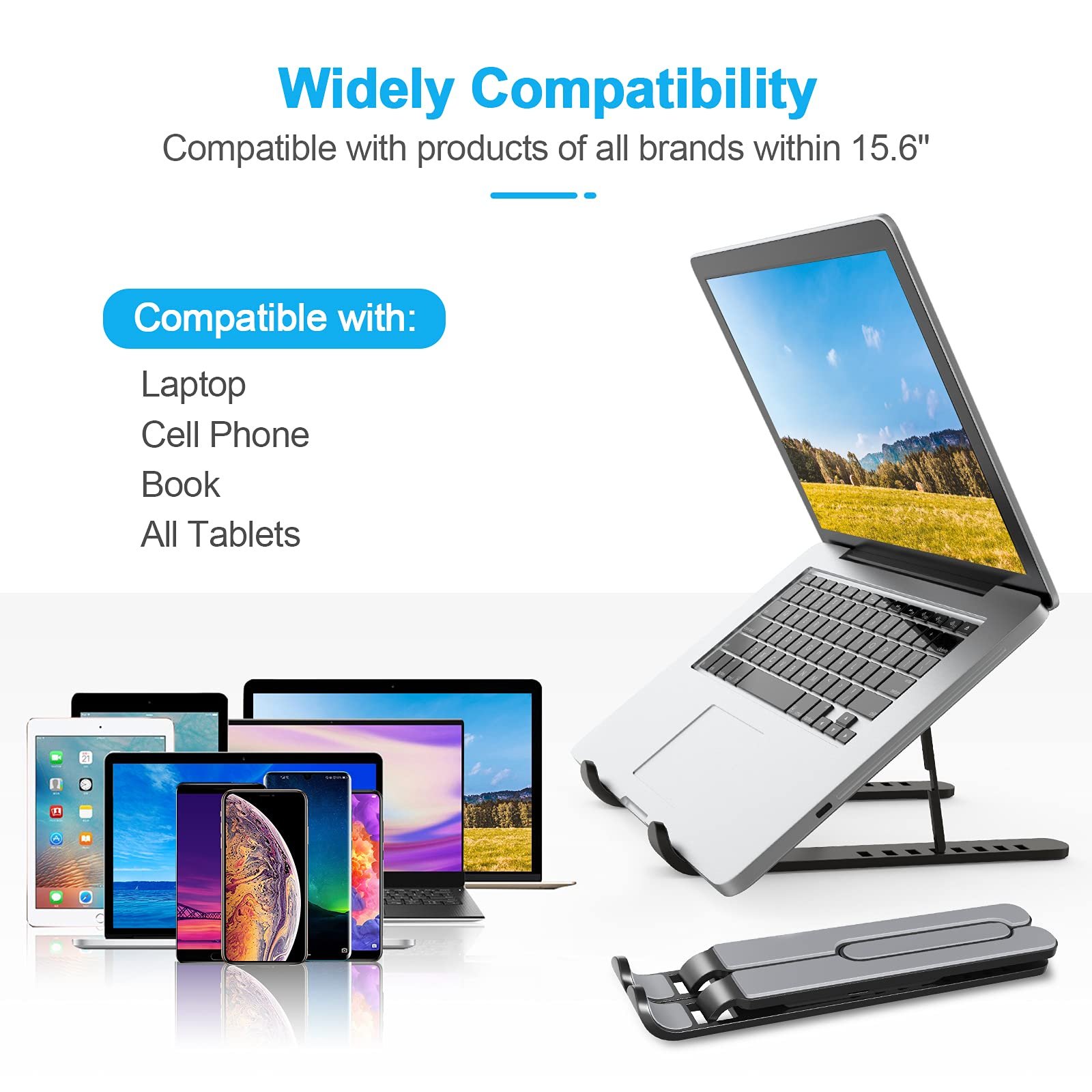 Подставка для ноутбука AOVUYCK-Store с 8 регулируемыми уровнями Совместима с MacBook Air Pro, HP, 10-15.6 дюймов, фото №8