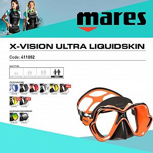 Маска для дайвінгу Mares X-Vision Ultra LiquidSkin, для дорослих, чорно-помаранчева, один розмір (чорно-помаранчева) synthetic.ua - Фото 1