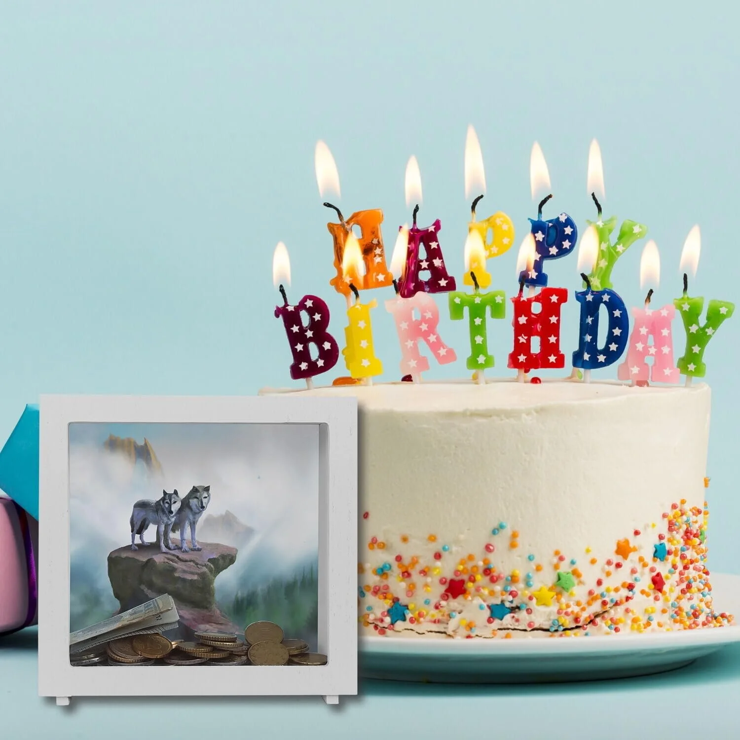 Скарбничка Wolf Frame дерев'яна Пара вовків, фото №5