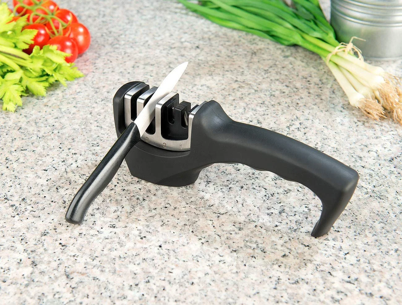 Точилка для ножів та ножиць Rosenstein & Söhne 4-ступінчаста, для сталевих та керамічних лез, для японських ножів Чорний, фото №8